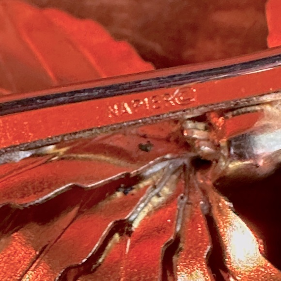 RARE Vintage Napier Leaves Bow Brooch Pin MCM Mid Century-Modern Gold Signed - Picture 10 of 13